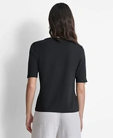 Dkny Women's Zippered-Sleeve Embroidered-Logo Top