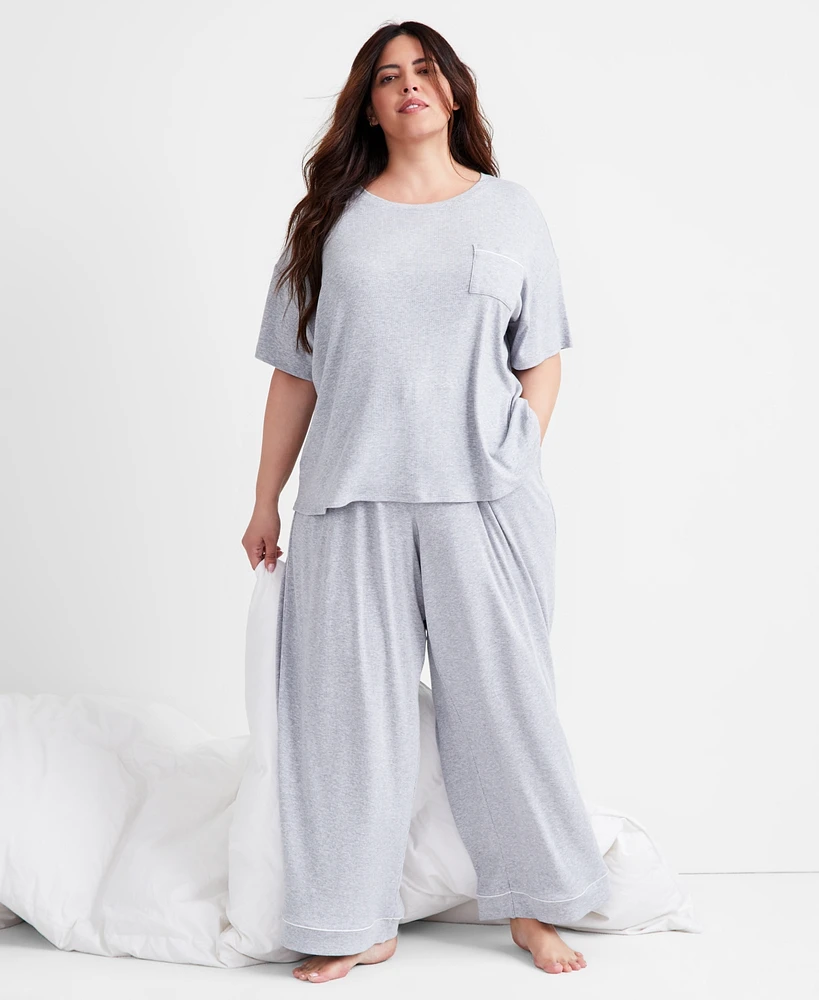 State of Day Ribbed-Knit Pajama Set Xs-3X, Created for Macy's