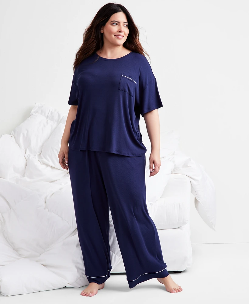 State of Day Ribbed-Knit Pajama Set Xs-3X, Created for Macy's