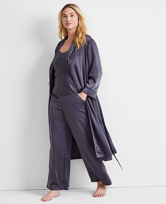 State of Day Women's Belted Shawl-Collar Crepe de Chine Robe