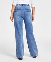 Tinseltown Juniors' Wide-Leg Cozy Denim Pants