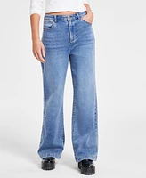 Tinseltown Juniors' Wide-Leg Cozy Denim Pants