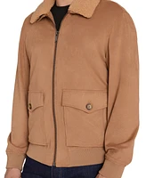 Sam Edelman Men's Fleece-Collar Suede Bomber Jacket