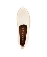 Aerosoles Women's Blakely Flatform Flats - Eggnog Smooth Stretch Faux Leather