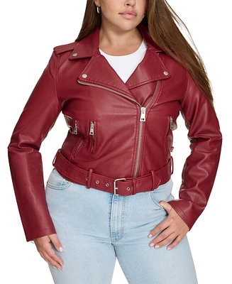 Levi's Plus Faux Leather Belted Motorcycle Jacket