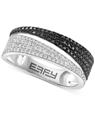 Effy Black & White Diamond Pave Bypass Statement Ring (1/2 ct. t.w.) in 14k White Gold