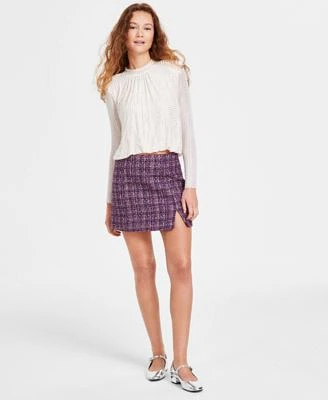 Astr The Label Womens Balsa Top Covina Tweed Mini Skirt