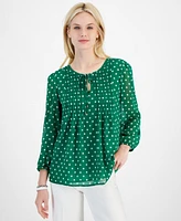 Tommy Hilfiger Women's Pintuck-Pleat Polka Dot Blouse