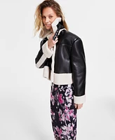 Steve Madden Women's Athen Faux-Shearling Aviator Jacket