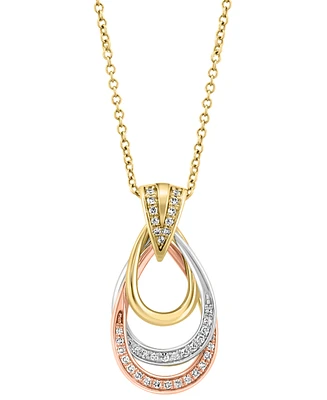 Effy Diamond Interlocking Open Drop Pendant Necklace (1/6 ct. t.w.) in 14k Tricolor Gold