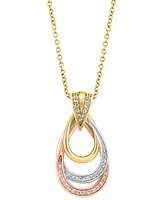 Effy Diamond Interlocking Open Drop Pendant Necklace (1/6 ct. t.w.) in 14k Tricolor Gold