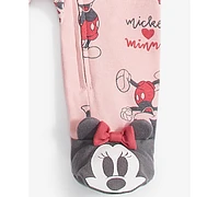 Disney Baby Girls Minnie Mouse Printed Coverall & Headband