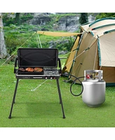 Skonyon 2-in-1 Gas Camping Grill and Stove with Detachable Legs-Black