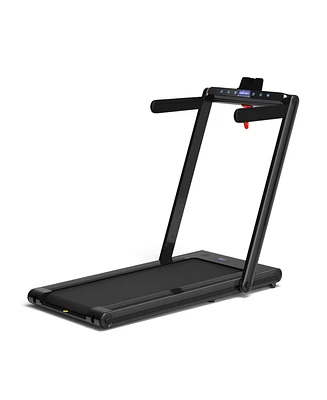 Skonyon 2-in-1 Folding Treadmill with Dual Led Display-Black