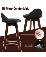 Sugift 2 Pieces Cushioned Swivel Bar Stool Set with Low Back