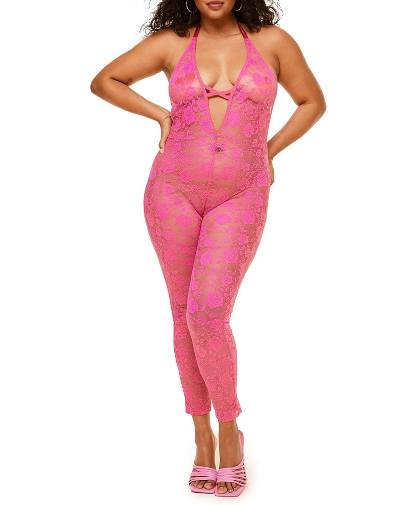 Adore Me Plus Size Catrice Crotchless Catsuit Lingerie