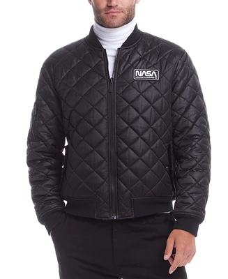 Space One Men's Nasa Reversible Quilted Bomber Jacket