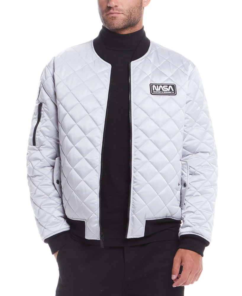 Space One Men's Nasa Reversible Quilted Bomber Jacket