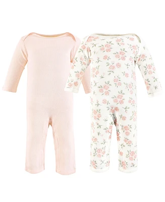 Hudson Baby Baby Girls Hudson Thermal Coveralls 2pk, Soft Pink Sage Rose, 6-9 Months