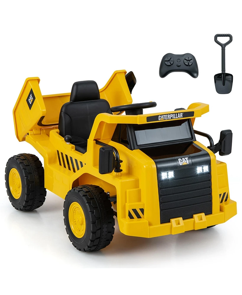 Costway Kids Ride on Dump Truck with 2.4G Remote Control Working Megaphone Sand Shovel