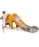 Inolait Sugift 3-in-1 Kids Climber Slide Play Set with Basketball Hoop