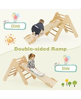 2-in-1 Wooden Kids Climber Toys with Triangle Arch Ramp