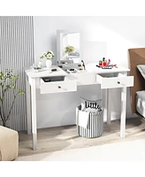 Sugift Vanity Desk Makeup Dressing Table with Flip Top Mirror and Drawers