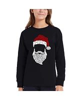 La Pop Art Girls Feliz Navidad Santa Claus Word Long Sleeve T-Shirt