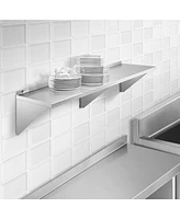 Kutler 12" x 72" Stainless Steel Shelf, Nsf Commercial Wall Mount Shelving w/ Backsplash, Floating Metal Mounted Shelves for Restaurant, Kitchen, Home