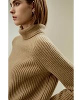 Lilysilk Women's Cashmere Textured Turtleneck Sweater