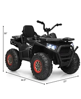 Gymax 12V Electric Kids Ride On Car Atv 4-Wheeler Quad w/ Led Light White