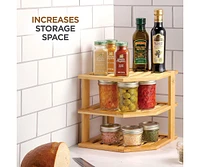 Bambusi Plate Organizer for Cabinet - Bamboo Kitchen and Bathroom Organization