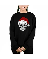 La Pop Art Girls Santa Skull Word Crewneck Sweatshirt