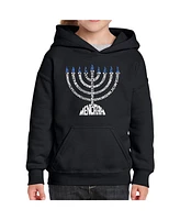 La Pop Art Girls Menorah Word Hooded Sweatshirt