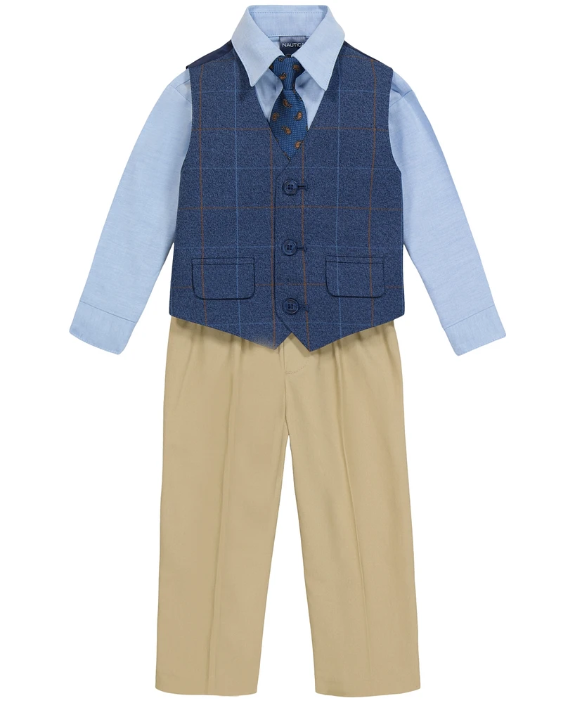 Nautica Baby Boys Windowpane Duo Vest 4-Piece Set