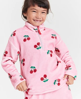 kensie Big Girls Cherry-Print Half-Zip Sweatshirt