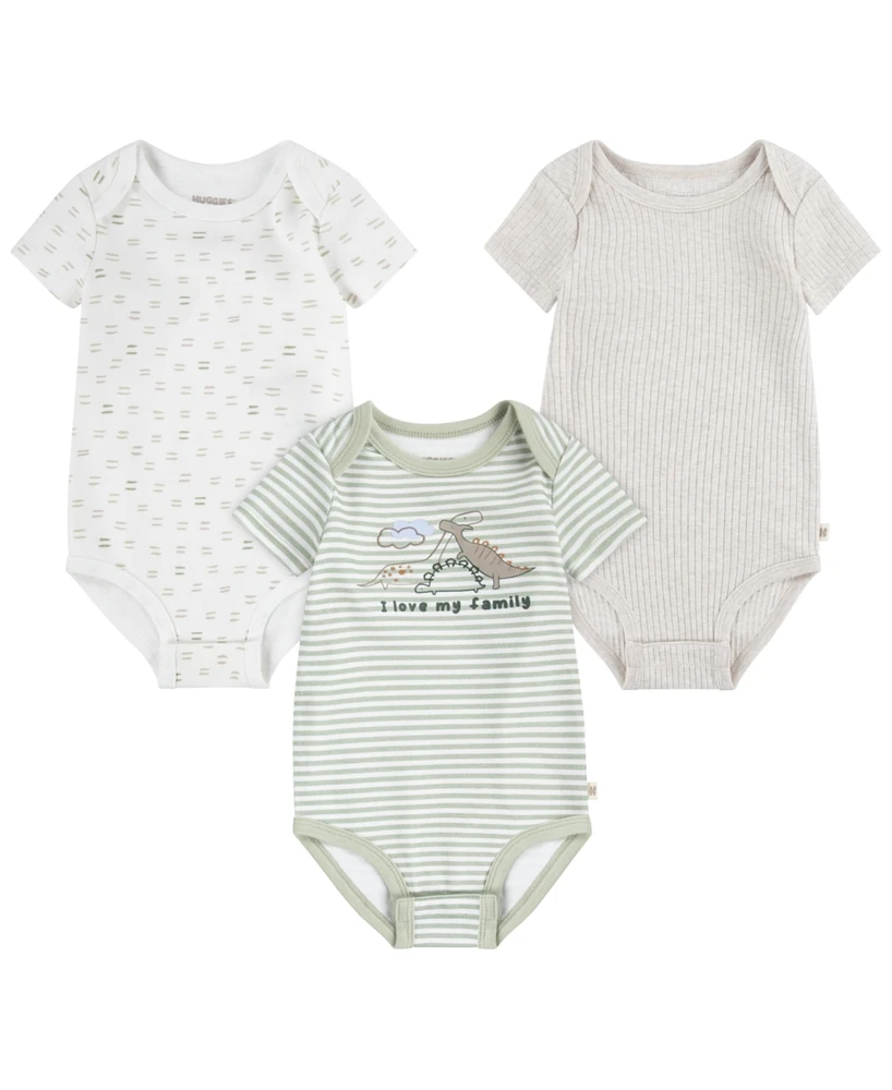 Huggies Baby Boys Organic Short Sleeve Bodysuits 3-Pack