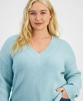 On 34th Trendy Plus Size V-Neck Sweater, Created for Macy's