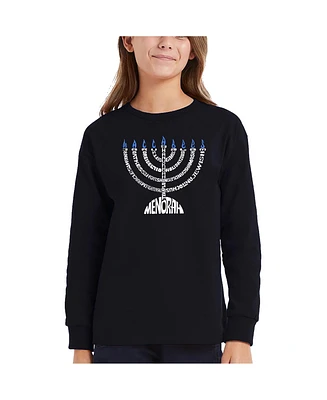 La Pop Art Girls Menorah Word Long Sleeve T-Shirt