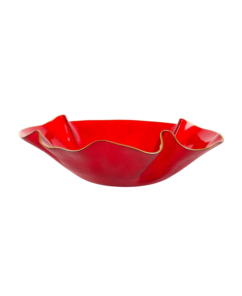 Vietri Holiday Glass Medium Ruffled Bowl