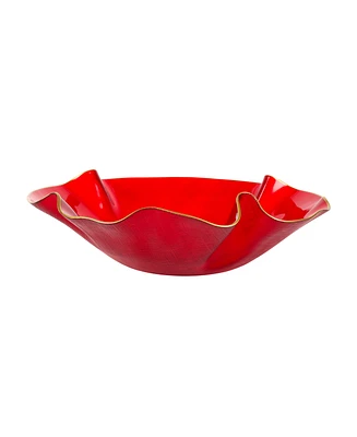 Vietri Holiday Glass Medium Ruffled Bowl