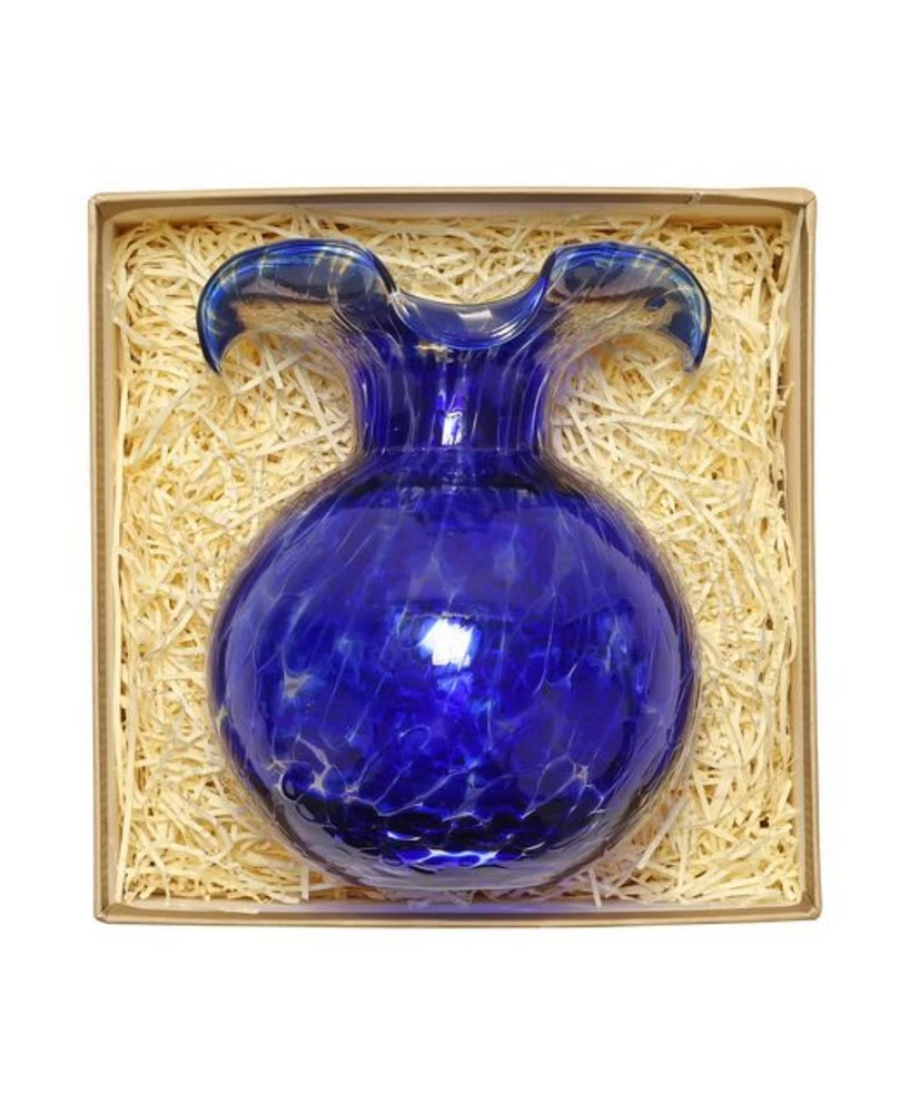 Vietri Hibiscus Glass Cobalt Tortoiseshell Bud Vase