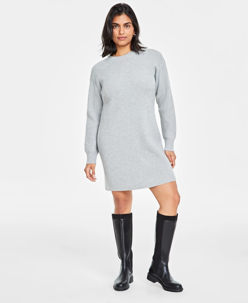 On 34th Women's Ribbed Crewneck Sweater Dress, Created for Macy's