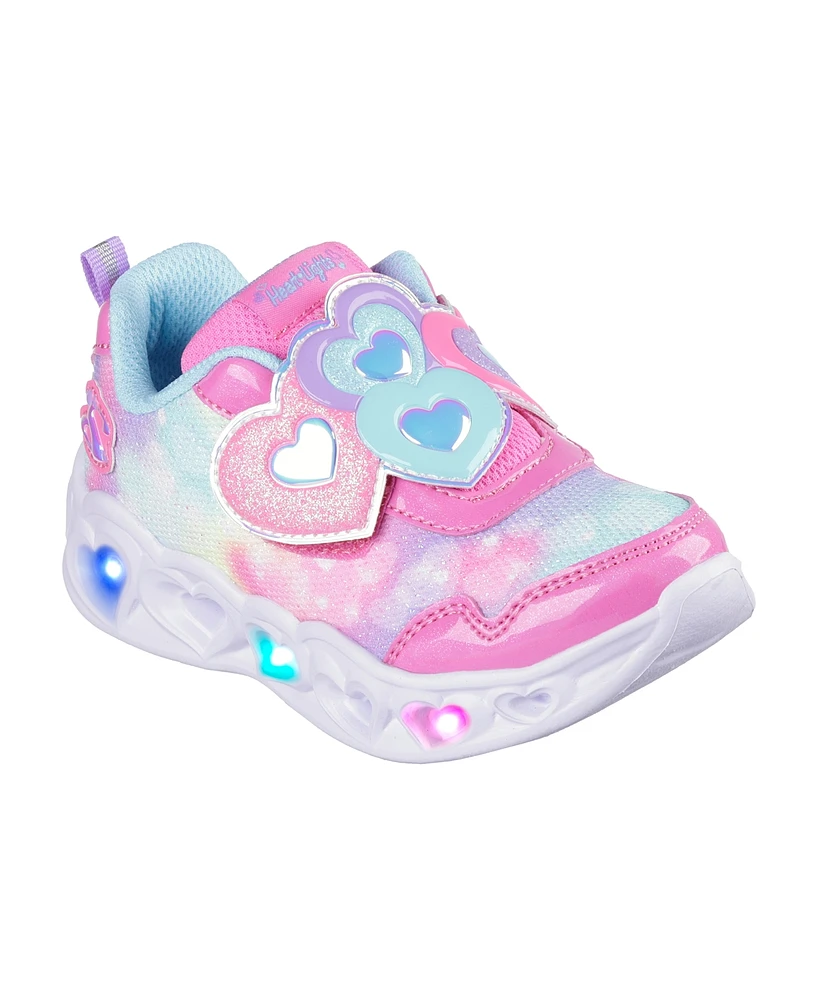 Skechers Toddler Girls Heart Lights - Lovin Reflection Light-Up Fastening Strap Casual Sneakers from Finish Line