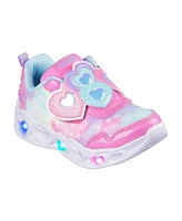 Skechers Toddler Girls Heart Lights - Lovin Reflection Light-Up Fastening Strap Casual Sneakers from Finish Line