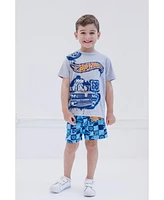 Hot Wheels Toddler Boys T-Shirt and French Terry Shorts Outfit Set to
