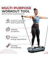 Sunny Health & Fitness 3D Vibration Plate Exercise Platform with Dual Resistance Bands