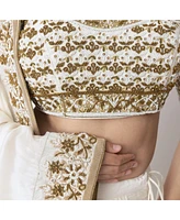 Raas Women's White Lehenga Choli With Pearl Work