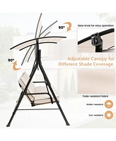 Sugift 3-Person Outdoor Patio Porch Swing with Adjustable Canopy and 900 Lbs Weight Capacity