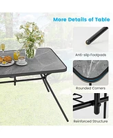 Sugift 49 Inch Patio Rectangle Dining Table with Umbrella Hole